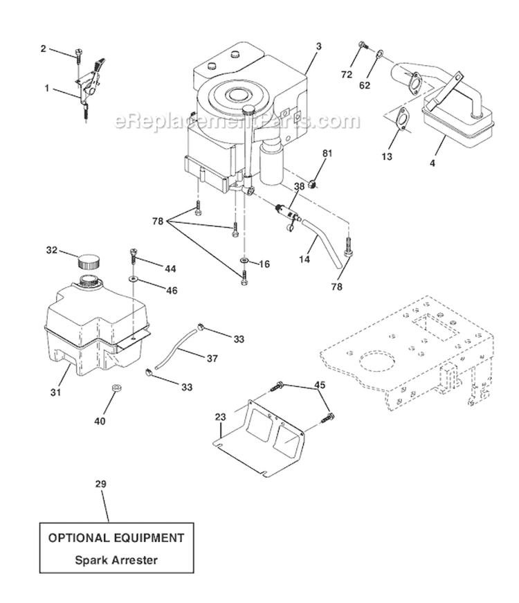 Page E Diagram and Parts List for WE16542E  Weed Eater Lawn Tractor